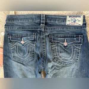 NWT true religion straight jeans pink embroidery pink SWAROVSKI crystals size 29